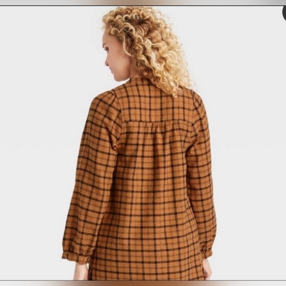 ISABEL MATERNITY BROWN/BLACK PLAID FLANNEL SHIRT SIZE LARGE - Picture 2 of 9